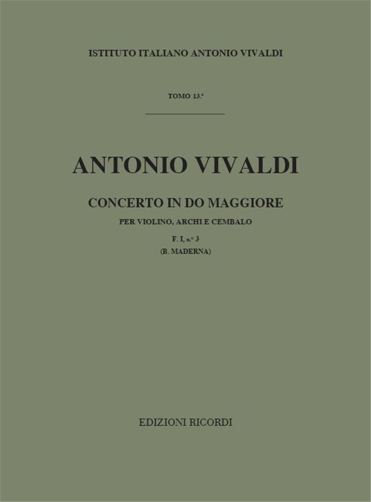 Concerti Per Vl. Archi E B.C.: In Do Rv 186
